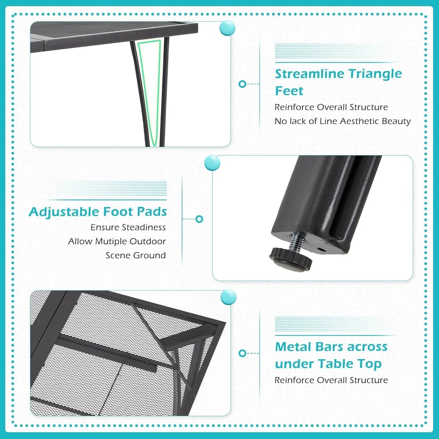 AECOJOY 3 Pieces Patio Dining Set, , Outdoor Furniture with 2 Rocking Patio Chairs and 1 Square Patio Metal Table