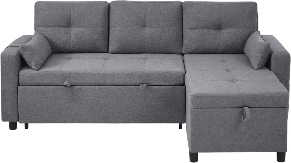 Zubaliya Canapé Convertible en Forme de L,canape lit 2 Places Convertible Gris,canapé 3 Places lit gigogne avec Fonction Couchage,équipé d'un Espace de Rangement