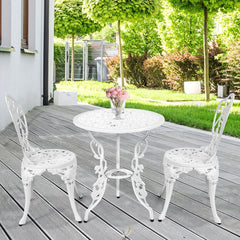 Ensemble Table et 2 Chaises pour Jardin en Aluminium en Forme de Rose Blanc Rsistant aux Intempries -