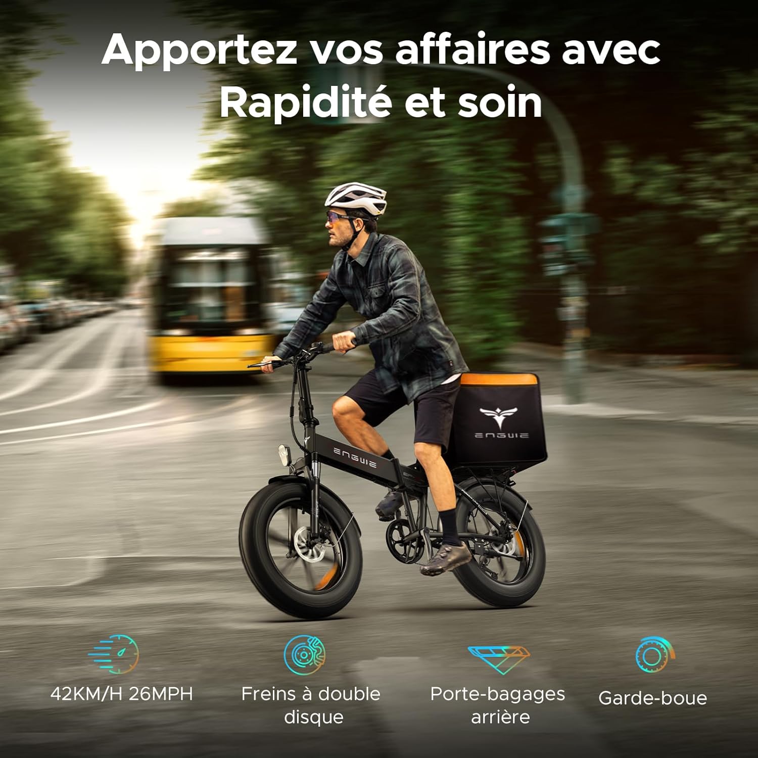 EP-2 Pro Vélo électrique Pliable 20 × 4.0 Fat Bike Electrique 7 Vitesses avec Batterie Amovible 48V 13Ah Autonomie 120km Tout-Terrain & VTT & Plage & Neige -