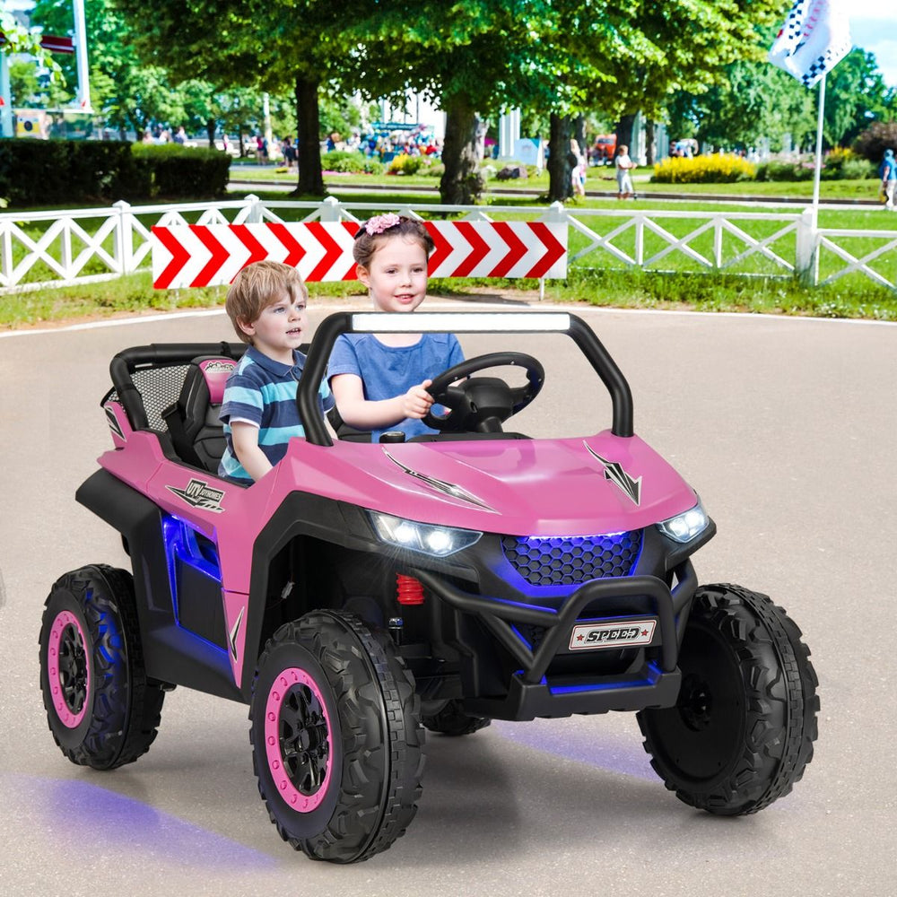 Voiture lectrique Enfant 12 V Tlcommande pour 3-8 Ans 2 Vitesses Ressort de Suspension Charge 59KG 118x74x71CM Noir/Rose/Rouge -
