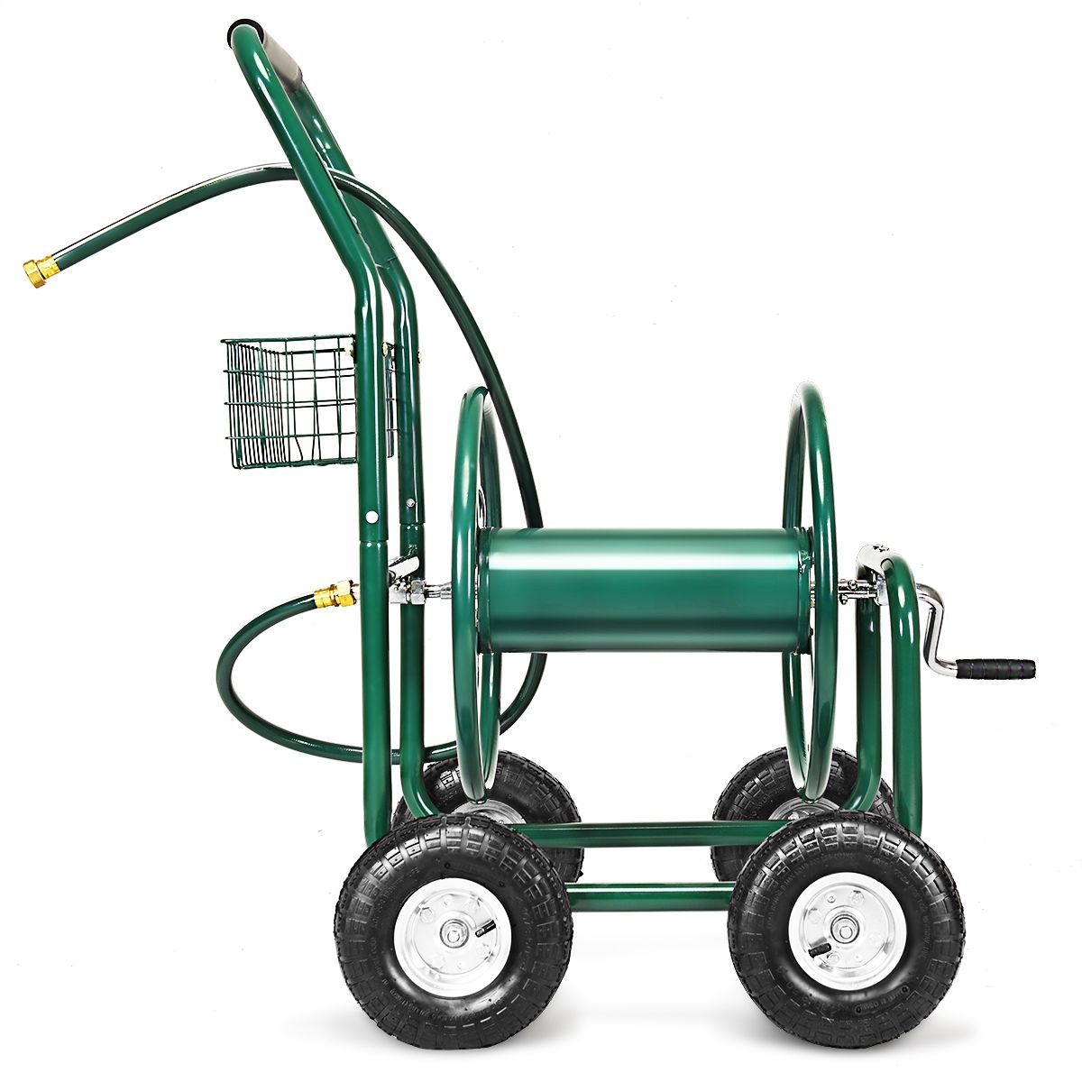 Dévidoir de Tuyau d’Arrosage avec 4 Roulettes Chariot pour 1.7m de Tuyau d’Arrosage Panier,95x62x113cm,Vert -