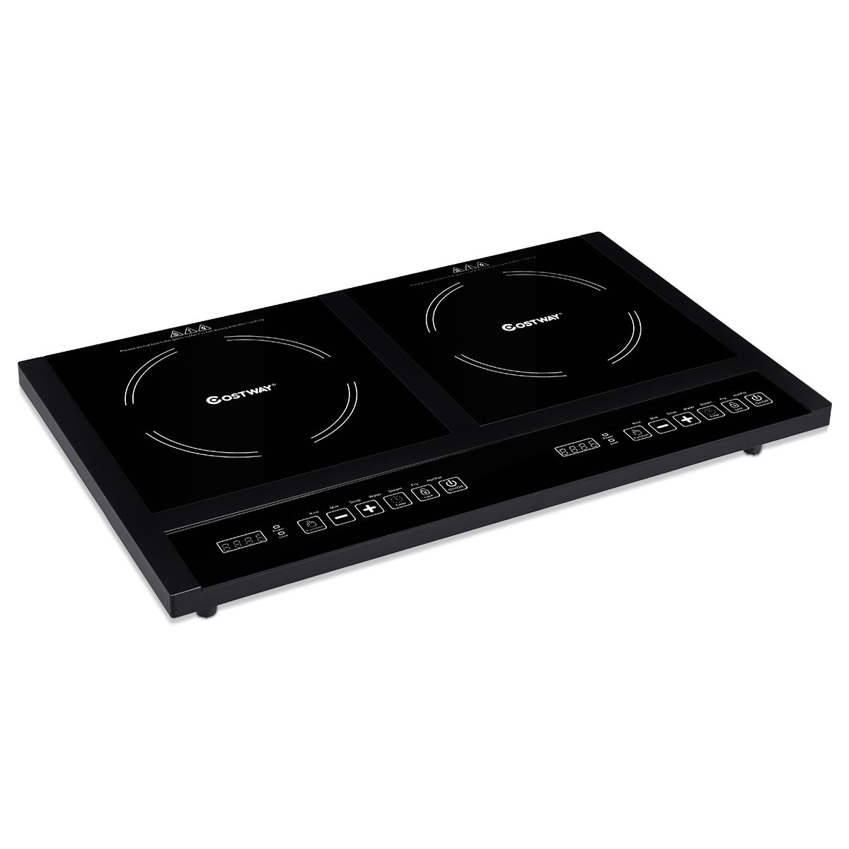 Double Plaque de Cuisson Electrique en Vitrocramique 1800W+1800W 2 Zones 8 Niveaux de Temprature/Puissance Variables Noir -