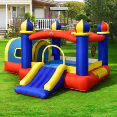 Château Gonflable pour Enfant avec Espace de Rebonds Petite Maison Toboggan Panier de Basket(sans Gonfleur) -