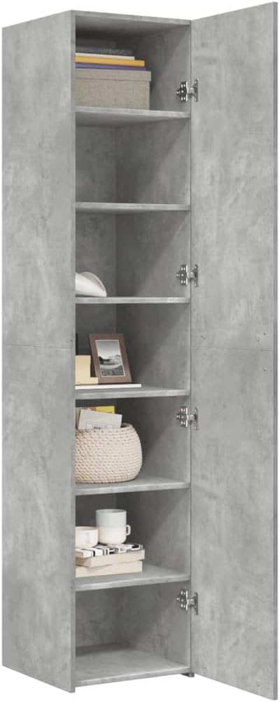 vidaXL Buffet Haut Gris béton 40x42,5x185 cm Bois d'ingénierie, Buffet, Armoire de Rangement, Panneau latéral, Armoire, Armoire latérale