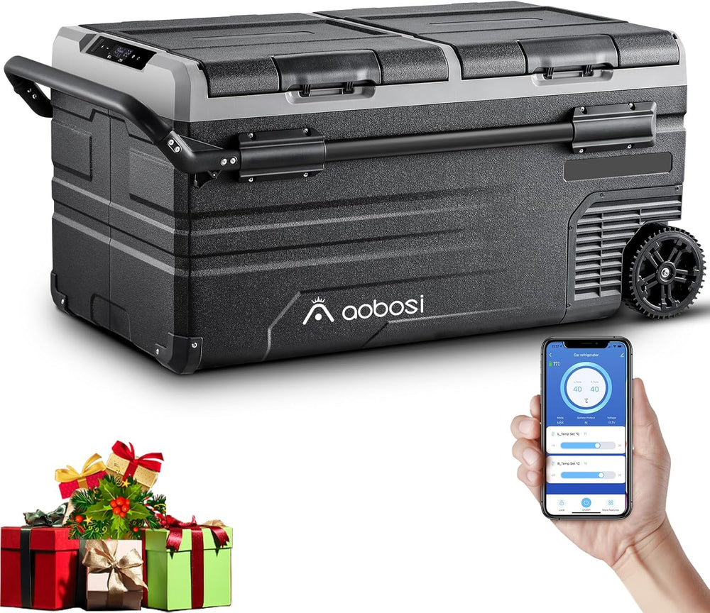 115L Glaciere Electrique Double Zone,Glaciere a Compression WiFi APP,12 V/24 V et 100-240 V Frigo Camping,-20 à 20 pour Voiture,Camion,Bateau,Camping,Car,Caravanes,Voyageant,Maison