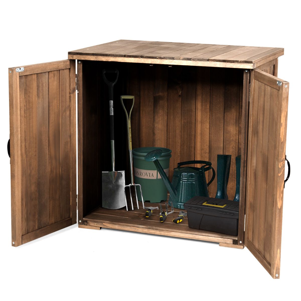 Armoire de Jardin Exterieur en Bois 77,5 x 56 x 72 cm Abri  Outils avec Double Portes Marron -