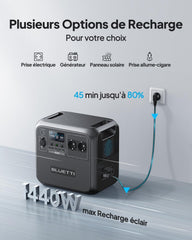 BLUETTI AC180 Générateur Électrique Portable, 0-80% en 45 Min, 1152Wh Batterie LiFePO4 avec 2 Sorties CA 1800W (2700W Pic), Station d’énergie Portable pour Camping, Voyages, Panne de Courant