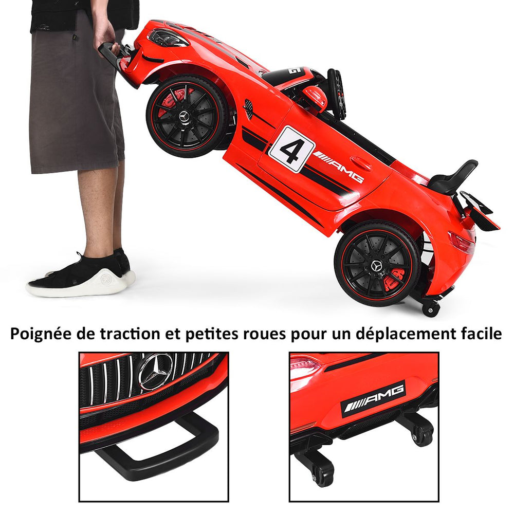 Voiture Sport Electrique 12 V pour Enfants Vitesse Max.: 5 km/h Télécommande 2.4G MP3 Effets Sonores Lumineux Rouge -