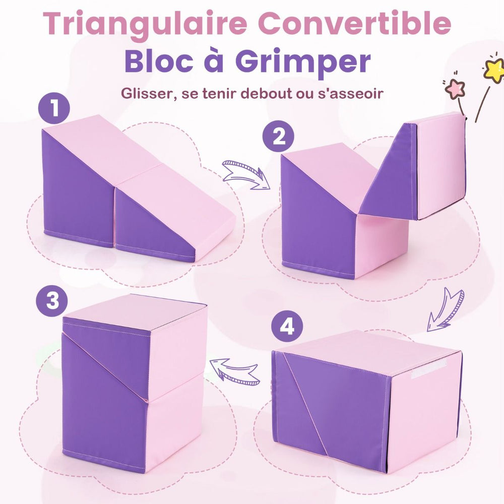 6 Blocs d橢scalade en Mousse Jeu d橢scalade pour Tout-Petits Jeu d橝ctivit d橢scalade Color Tunnel Escaliers et Rampe pour 12+ Mois Color/Bleu/Violet -