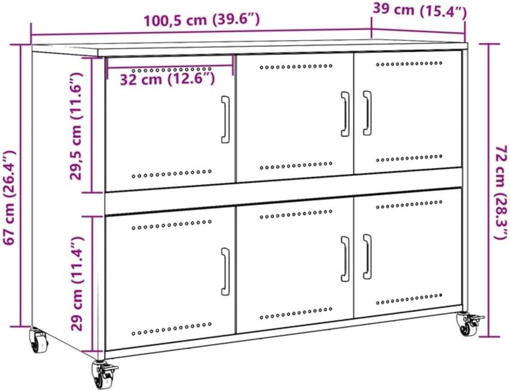vidaXL Buffet, Armoire avec Porte, Placard avec Rangement, Organisateur de Salle de Séjour Salon Maison Intérieur, Noir 100,5x39x72 cm Acier