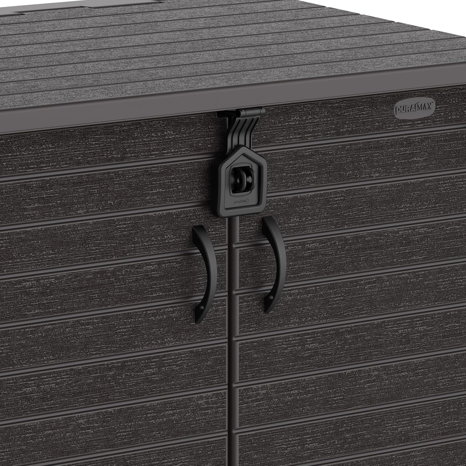 Duramax StoreAway 1200L Plastic Garden Shed/ Flat Lid,Outdoor Storage Shed,Wheelie Bin Hideaways,Wheelie bin box,Durable Construction,Ideal for Bikes,BBQs & 2x 240L Bins,145x85x125 cm,Brown