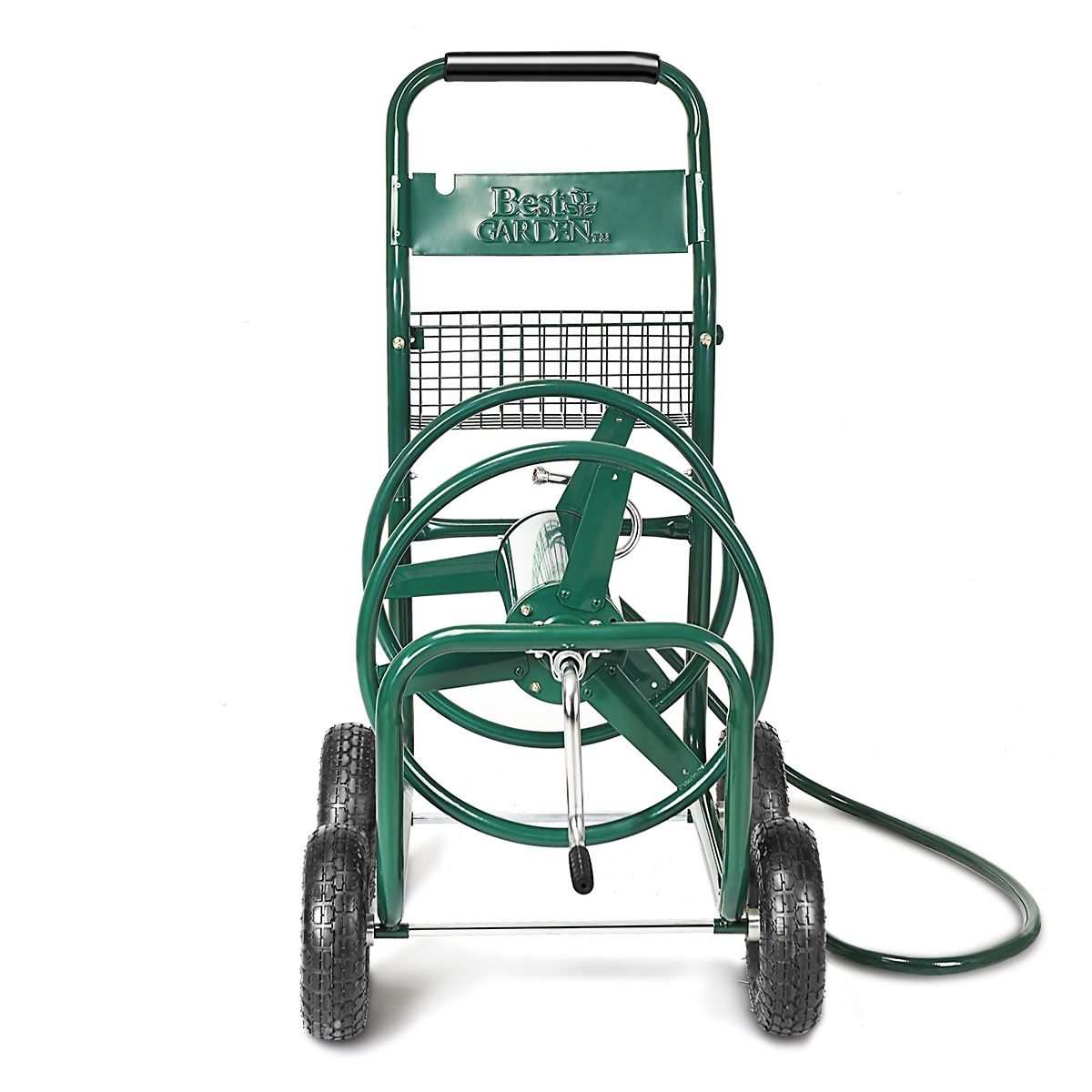 Dévidoir de Tuyau d’Arrosage avec 4 Roulettes Chariot pour 1.7m de Tuyau d’Arrosage Panier,95x62x113cm,Vert -