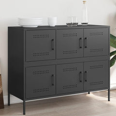 vidaXL Buffet, Armoire avec Pieds et Compartiments, Placard avec Porte, Meuble de Rangement Salon Intérieur, Noir 100,5x39x79 cm Acier