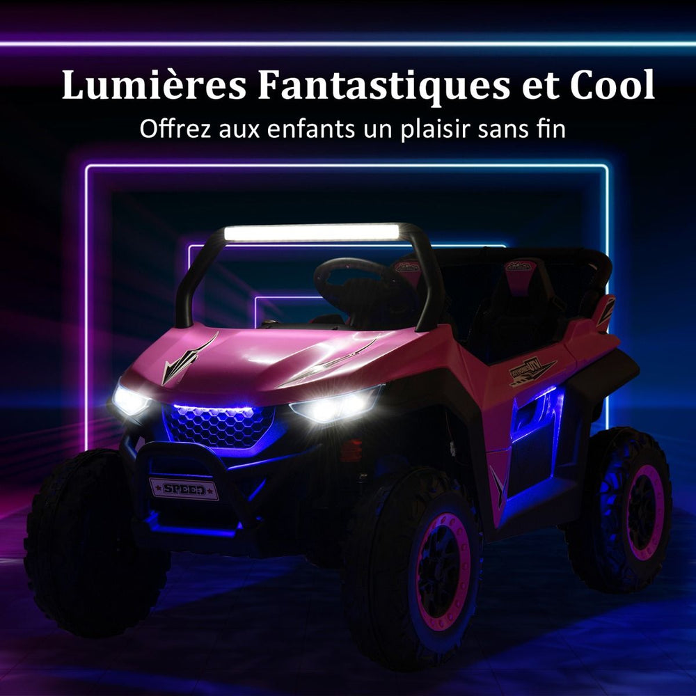 Voiture électrique Enfant 12 V Télécommande pour 3-8 Ans 2 Vitesses Ressort de Suspension Charge 59KG 118x74x71CM Noir/Rose/Rouge -