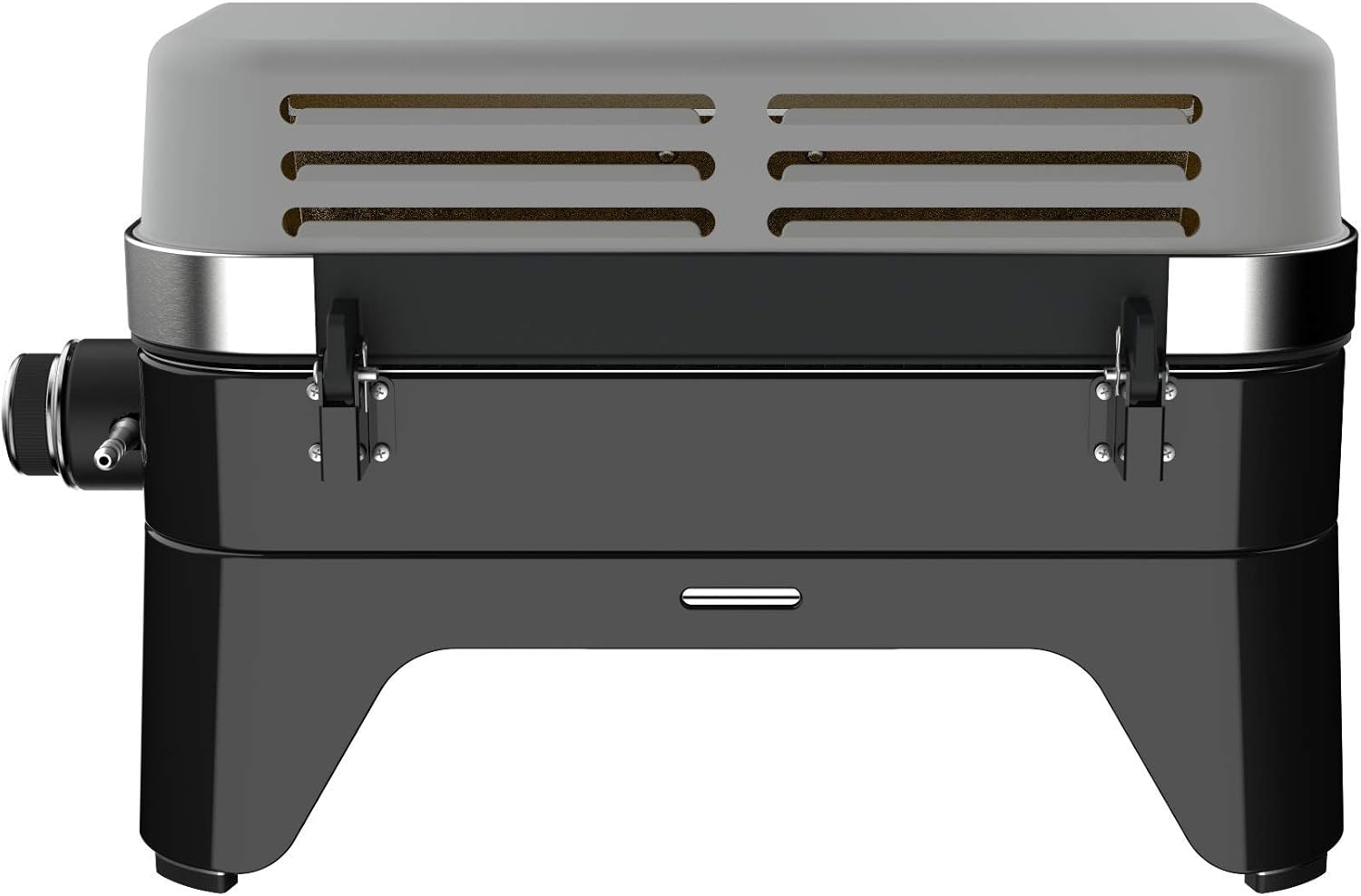Attitude2go,Barbecue de Table à Faible fumée,BBQ Portable,à Couvercle,thermomètre,et Grille en Fonte,Alimentation : Cartouche de gaz CV 470 Plus,Gris