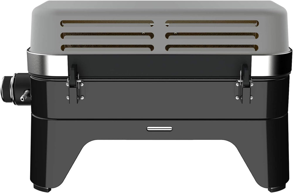 Attitude2go,Barbecue de Table à Faible fumée,BBQ Portable,à Couvercle,thermomètre,et Grille en Fonte,Alimentation : Cartouche de gaz CV 470 Plus,Gris