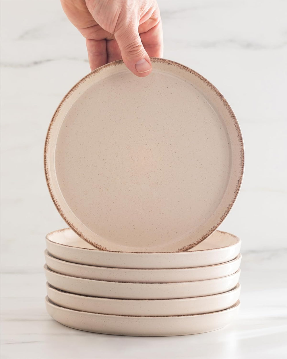 Ensemble Vaisselle en Grès 12 Personnes Rustique 36 pièces - Service de Table Rustique, Lavable au Lave-Vaisselle - Ensemble de Bols et Assiettes - Vaisselle de Table Pure Living en beige