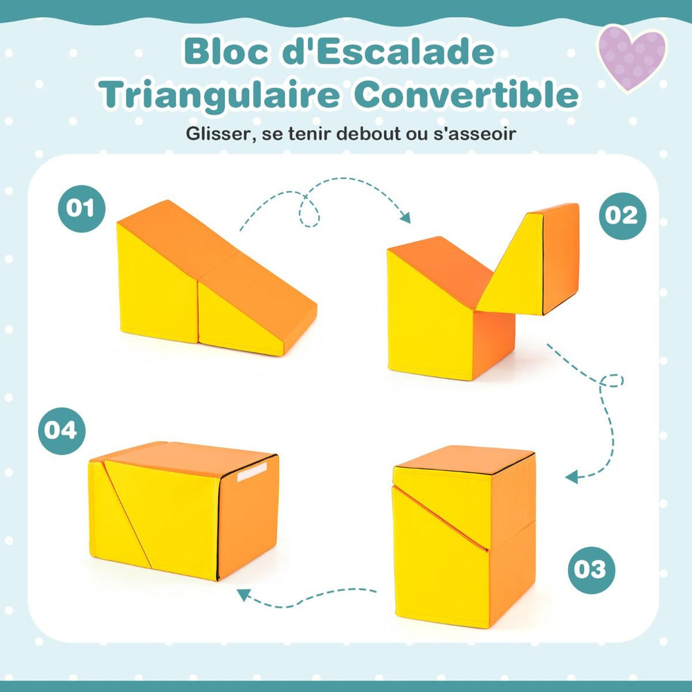 6 Blocs d’Escalade en Mousse Jeu d’Escalade pour Tout-Petits Jeu d’Activité d’Escalade Coloré Tunnel Escaliers et Rampe pour 12+ Mois Coloré/Bleu/Violet -