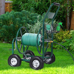 Dévidoir de Tuyau d’Arrosage avec 4 Roulettes Chariot pour 1.7m de Tuyau d’Arrosage Panier,95x62x113cm,Vert -