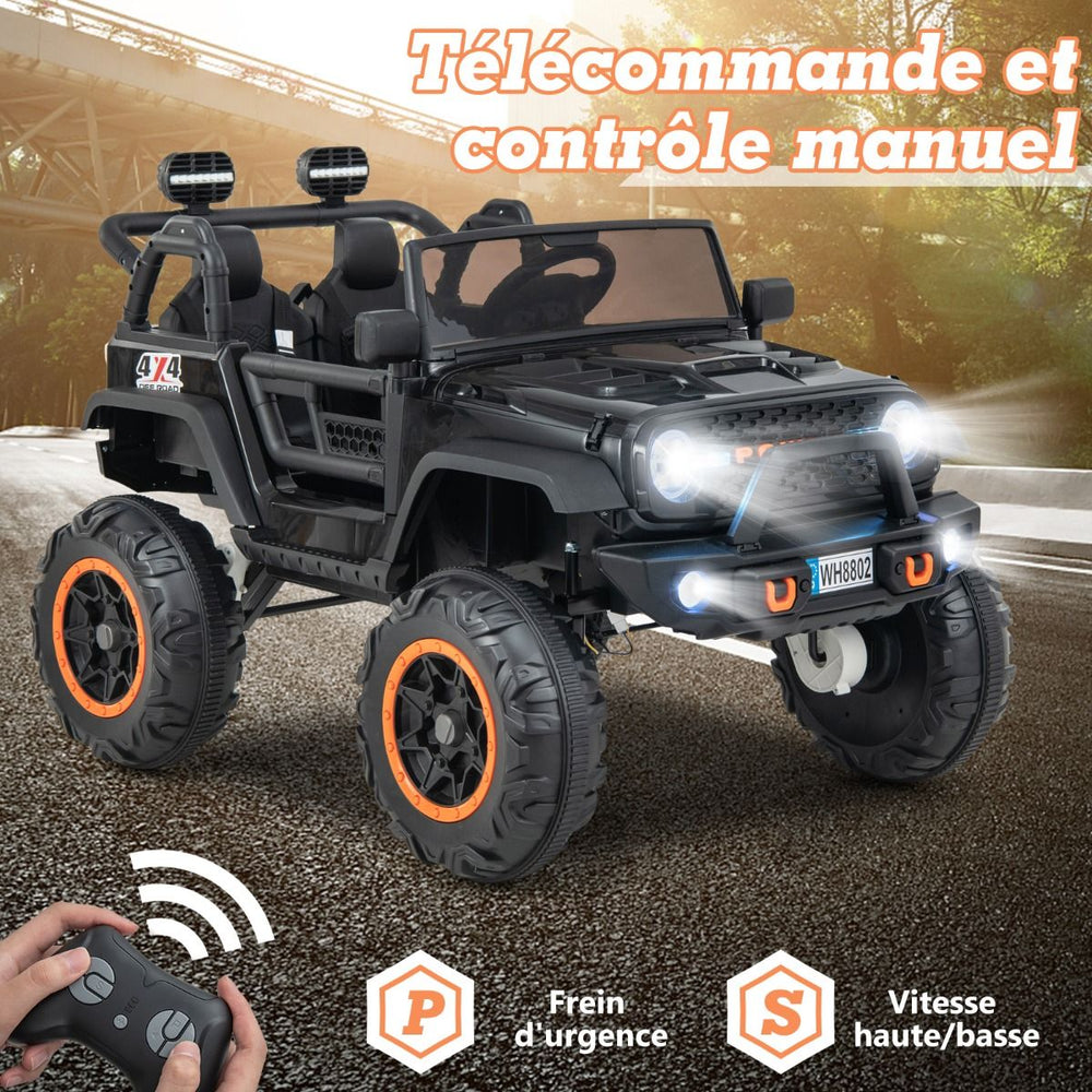 Voiture lectrique 24v pour Enfants 2 Places Tlcommande Musique Histoire Klaxon Usb Fonction de Dmarrage Lent Suspensions  Ressort Blanc/Noir/Rose/Violet -